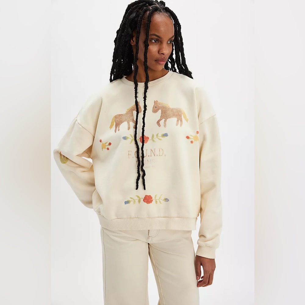 Free People Found Floral Horse Farm Crewneck Sweater (Size M) - NWT - Picture 2 of 3